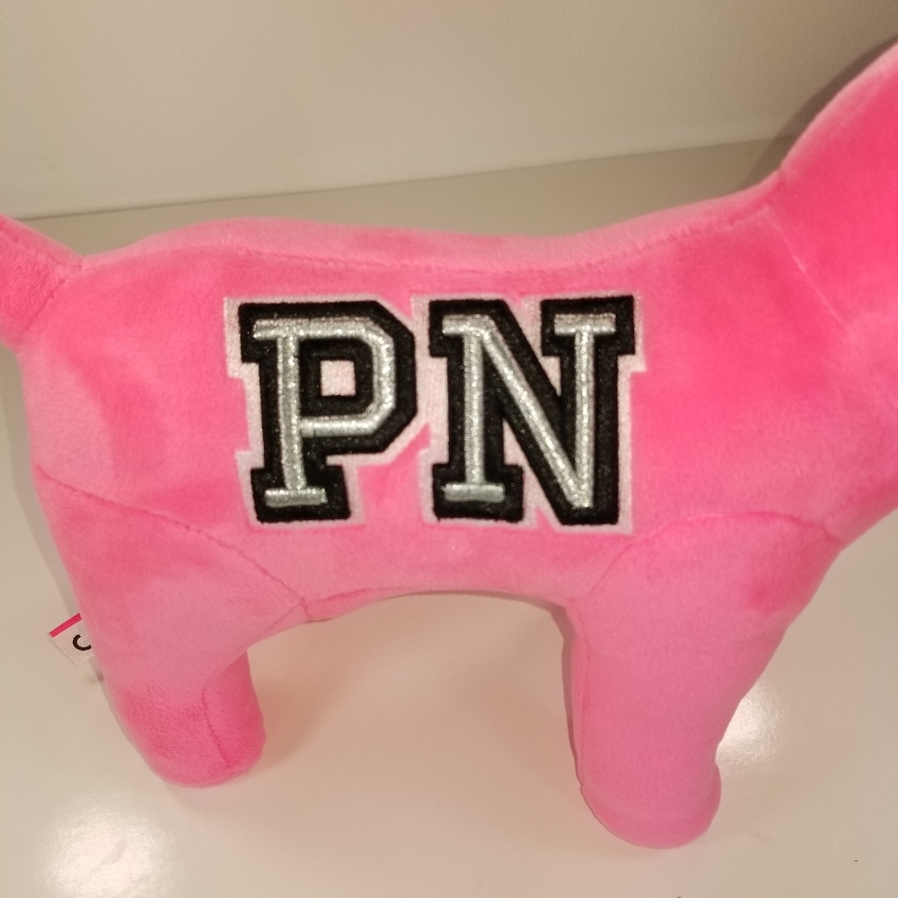 PINK Victoria's Secert Pink Nation Limited Edition Pink & Silver Plush Dog - Picture 2 of 9